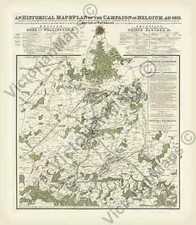 Waterloo battle plan Wellington Belgium 1815 campaign map Booth 1816 art print