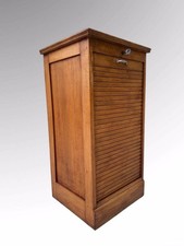 Vintage French Single Tambour Fronted Filing Cabinet Small