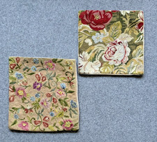 2 VINTAGE NEEDLEPOINT CUSHION COVERS  - FLORAL PATTERN  /  ROSES