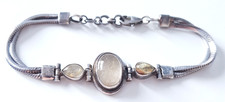 VINTAGE STERLING SILVER GEMSTONE BRACELET HALLMARKED 925 WEIGHT 12 GRAMS APPROX