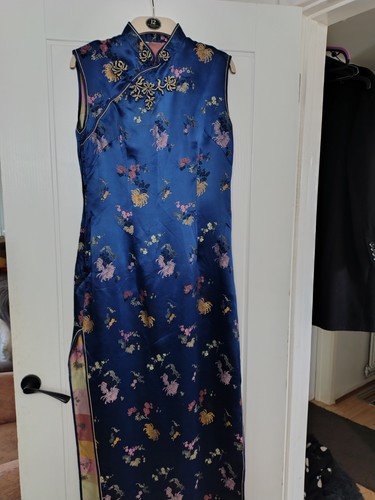 Vintage blue silk - silk, cheongsam
