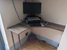 Dark oak effect corner desk with fittings - Dunelm