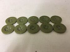 10 Light Olive Drab Green Military Style Plastic Buttons 15mm, surplus, army