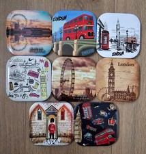 Square Coasters London Icon Souvenir Gift  England British UK Set Of 8 9x9cm