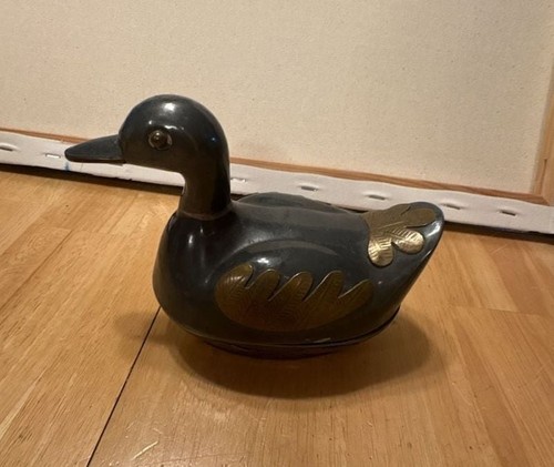 Vintage pewter and brass duck - brass,