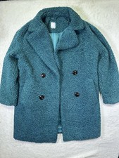 Elle by M&S Boucle Teddy Coat Jade Green Teal Turquoise UK Size 10