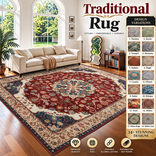 Traditional large area rug non - large,