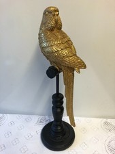Jeff Banks Ports of Call Large Gold Figure of a Parrot on Perch - 35 x 10 cm