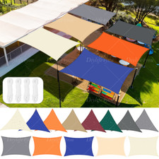 HEAVY DUTY SUN SHADE SAIL GARDEN PATIO AWNING CANOPY 98% UV BLOCK WATERPROOF UK