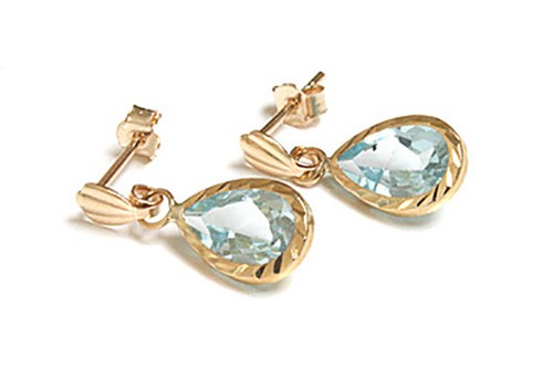 9ct gold blue topaz - 9ct, teardrop