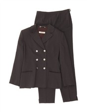 MARELLA Womens Double Breasted 2 Piece Suit UK 12 Medium W30 L30 Grey Wool DO07