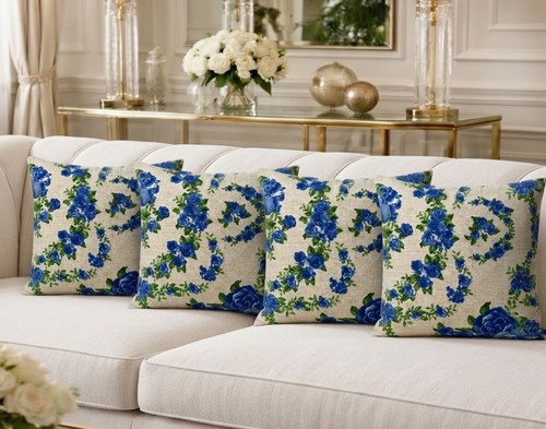 Set filled cushions blue - set,
