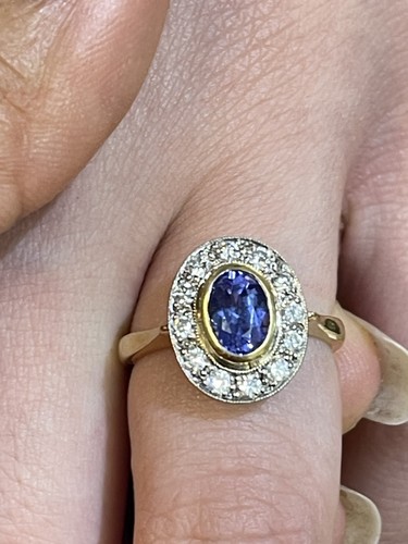 Yellow gold tanzanite - 18, &