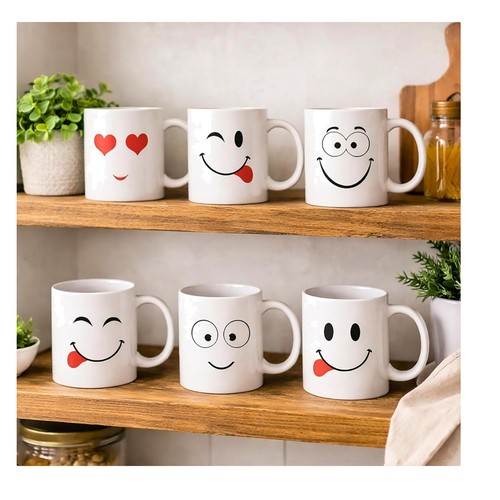 Set funny face - of, coffee