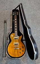 Vintage V100AFD Flamed Amber Paradise Guitar - inc Hard Case