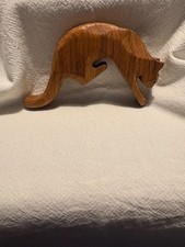 Vintage Wooden Cat Stretching