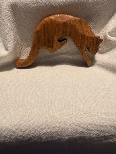 Vintage wooden cat stretching - wooden,