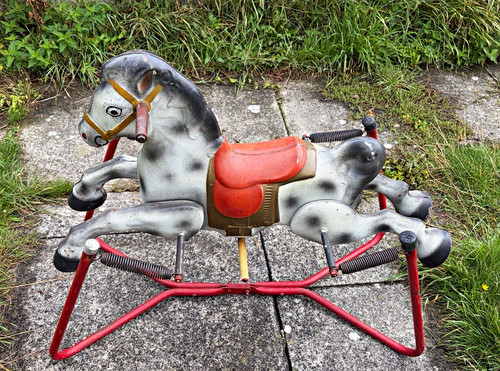 Vintage rocking horse - on, metal