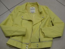 GIRLS M&S BIKER JACKET faux leather kids 14 15 years  yellow ladies UK 8 biker
