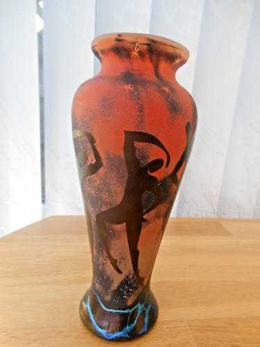 Okra cameo glass vase fire - okra,