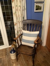 Melin Tregwynt Welsh Wool Quality Blue & White Wide Stripe Cushion Feather Inner