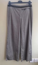 Coast Khaki Green Wide Leg Trousers Size 8 Wool Silk Blend