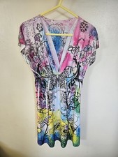 Boho Tunic Dress M V-Neck