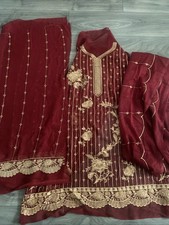 Unstitched Kameez Front ,Back And Dupata embroidered suit, Chiffon