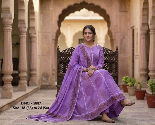 Women purple handblock printed - handblock,