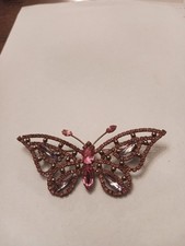 Vintage Avon Victorian Butterfly Pin Rhinestones Colorful  Jewelry 4"x 2" W/Box