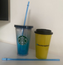2 x Starbucks Tumbler Straw Insulated Coffee Cup Mug Takeaway Drinks Large