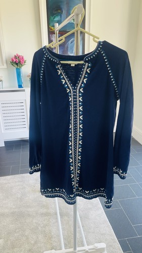 Boden navy neck cotton tunic - navy, v