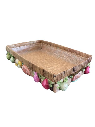 Vintage rattan straw serving - straw,