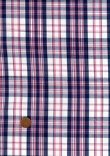 100% Cotton Fabric Tartan Dark Blue Pink White Patchwork Craft