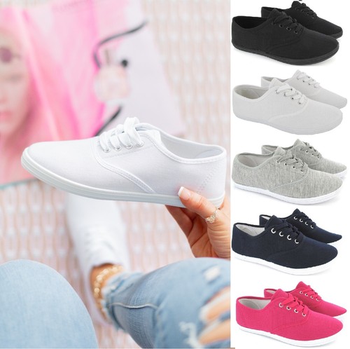 Ladies plimsoles womens flat - ladies,