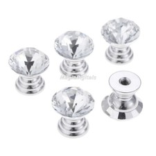 Glass Crystal Door Knobs Furniture Cupboard Cabinet Drawer Pull Handle 12-18mm