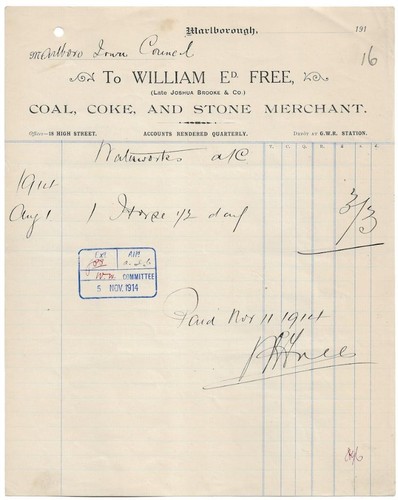 Vintage billhead 1914 william - 1914,
