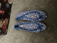 Cath Kidston Blue Floral Canvas Pumps Ballerina Shoes