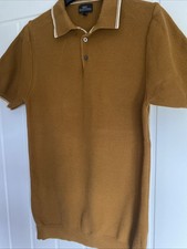 Next Mens Warm Polo Shirt, Mustard/gold Colour, Size Small Adult