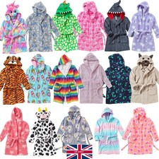Animal Crazy Boys Girls Novelty Animal Robe Gown Unicorn Dinosaur Fleece Hooded