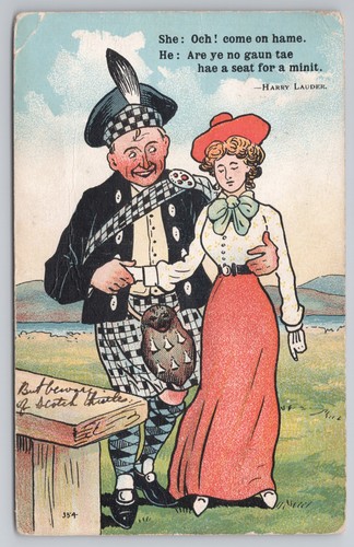 Postcard antique comic kilt - antique,