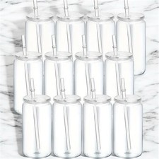 12x Acrylic Plastic Clear 16oz Cups With Lids And Straws - Individually Boxed