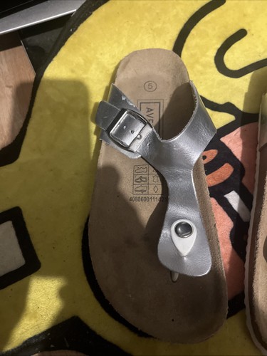 Silver toe post sandals - size, 5