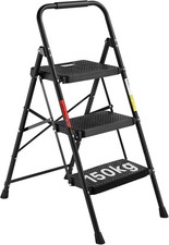 3 Step Ladder, Capacity 150KG with Wide Anti-Slip Pedals, Folding, Lightweight