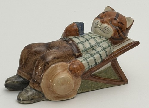 Quail ceramics cat sitting - cat, on