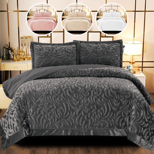 Pcs velvet quilted bedspread - 3,