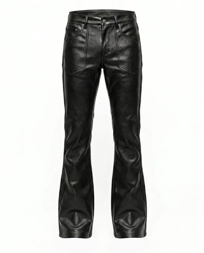 Men black leather flare - men's,