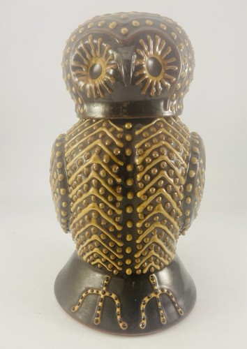 Charming slipware lidded owl - lidded,