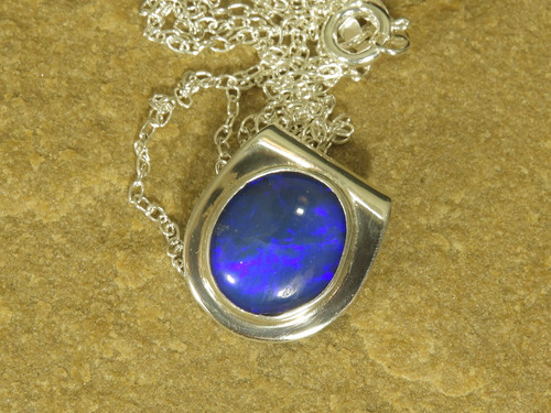 Blue opal pendant necklace - , in