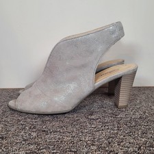 Gabor Slingback Ankle Boots Open Toe Shoes Silver Size 6.5